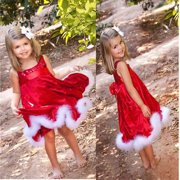 Feather Bottom Red Dress – Little Bravo ...